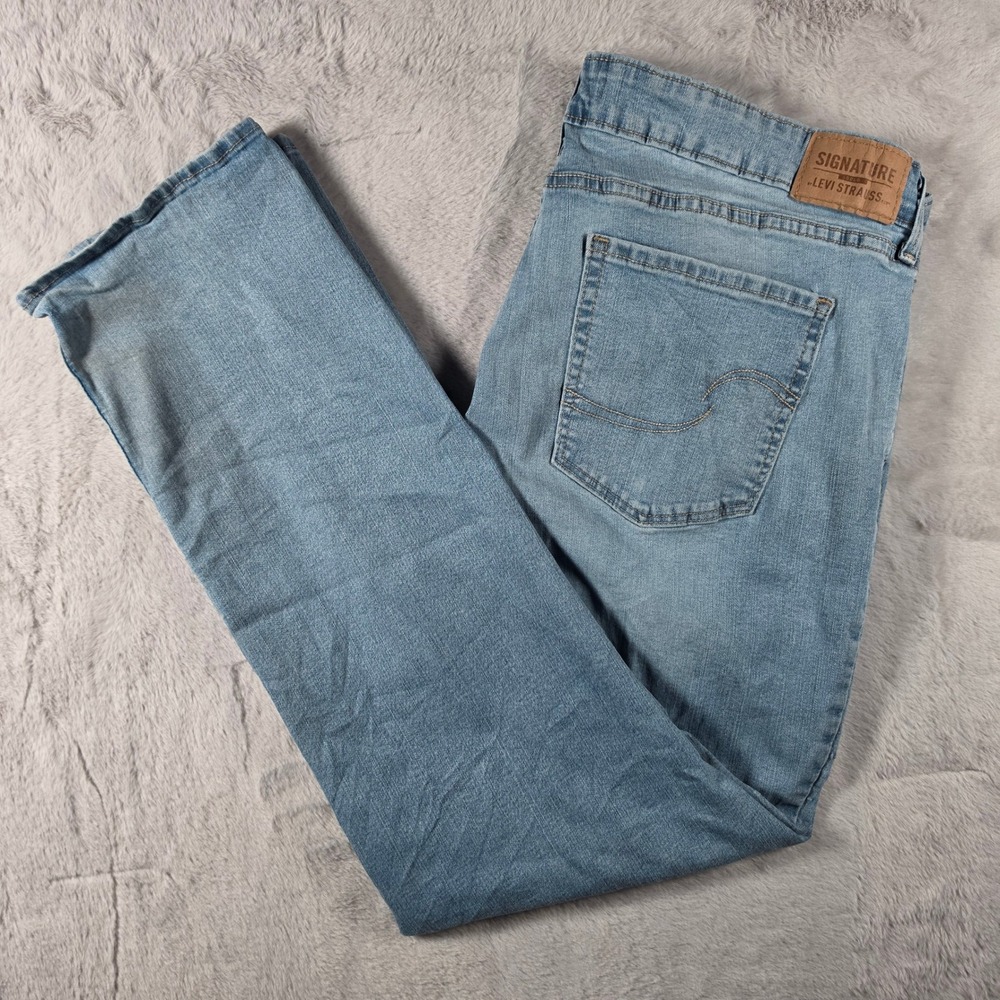 Signature Levi Strauss Straight Jeans Mens 18S W34 L30 Light Blue Shaping